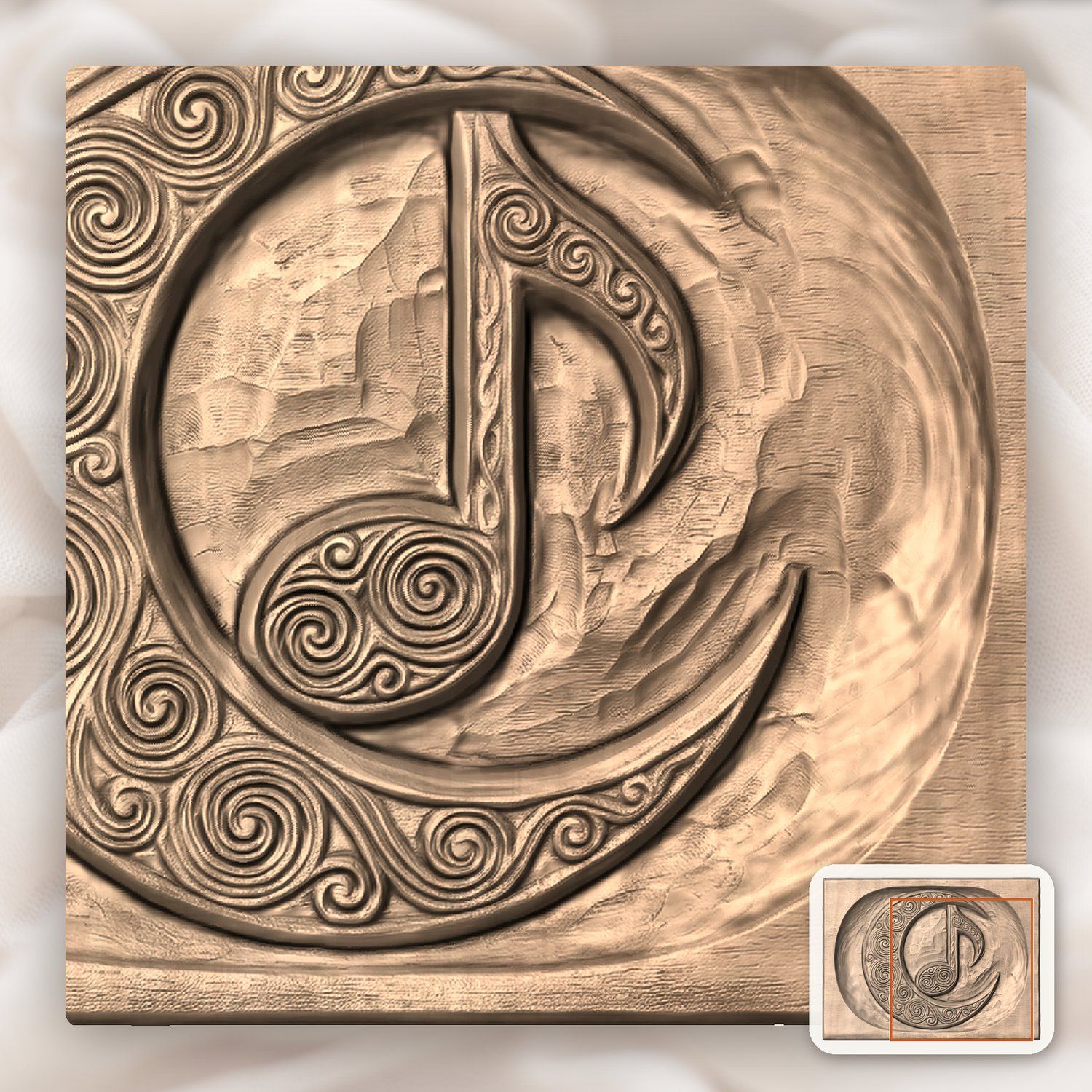 Celtic Moon Music Note CNC Relief STL bas-relief STL — view 8
