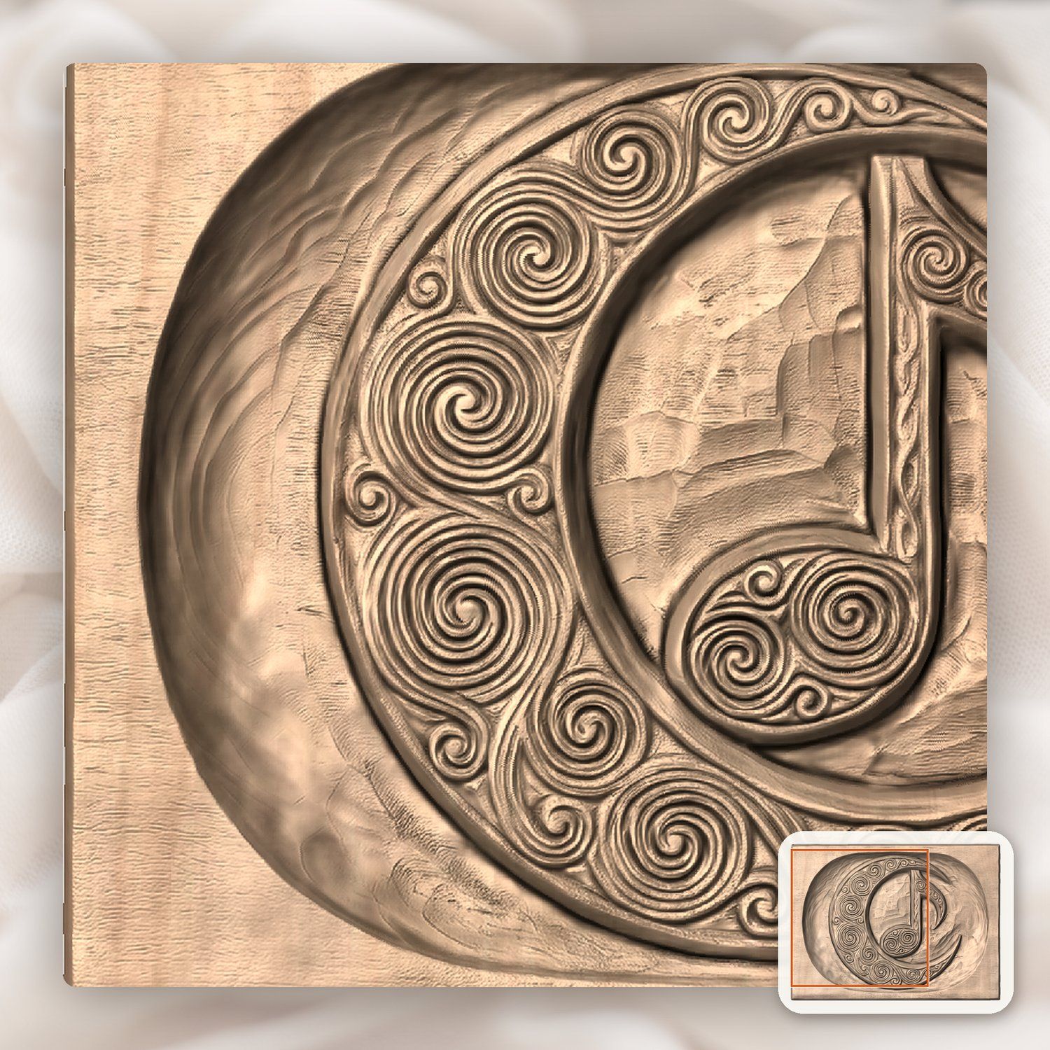 Celtic Moon Music Note CNC Relief STL bas-relief STL — view 9