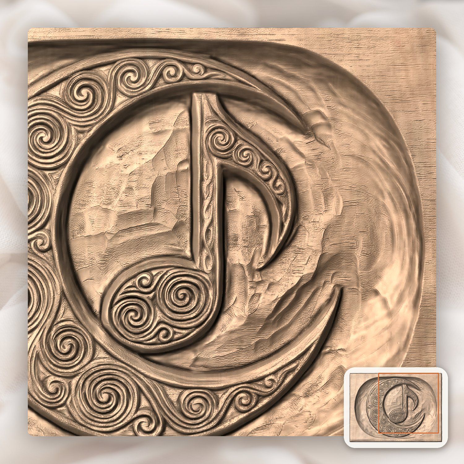 Celtic Moon Music Note CNC Relief STL bas-relief STL — view 10