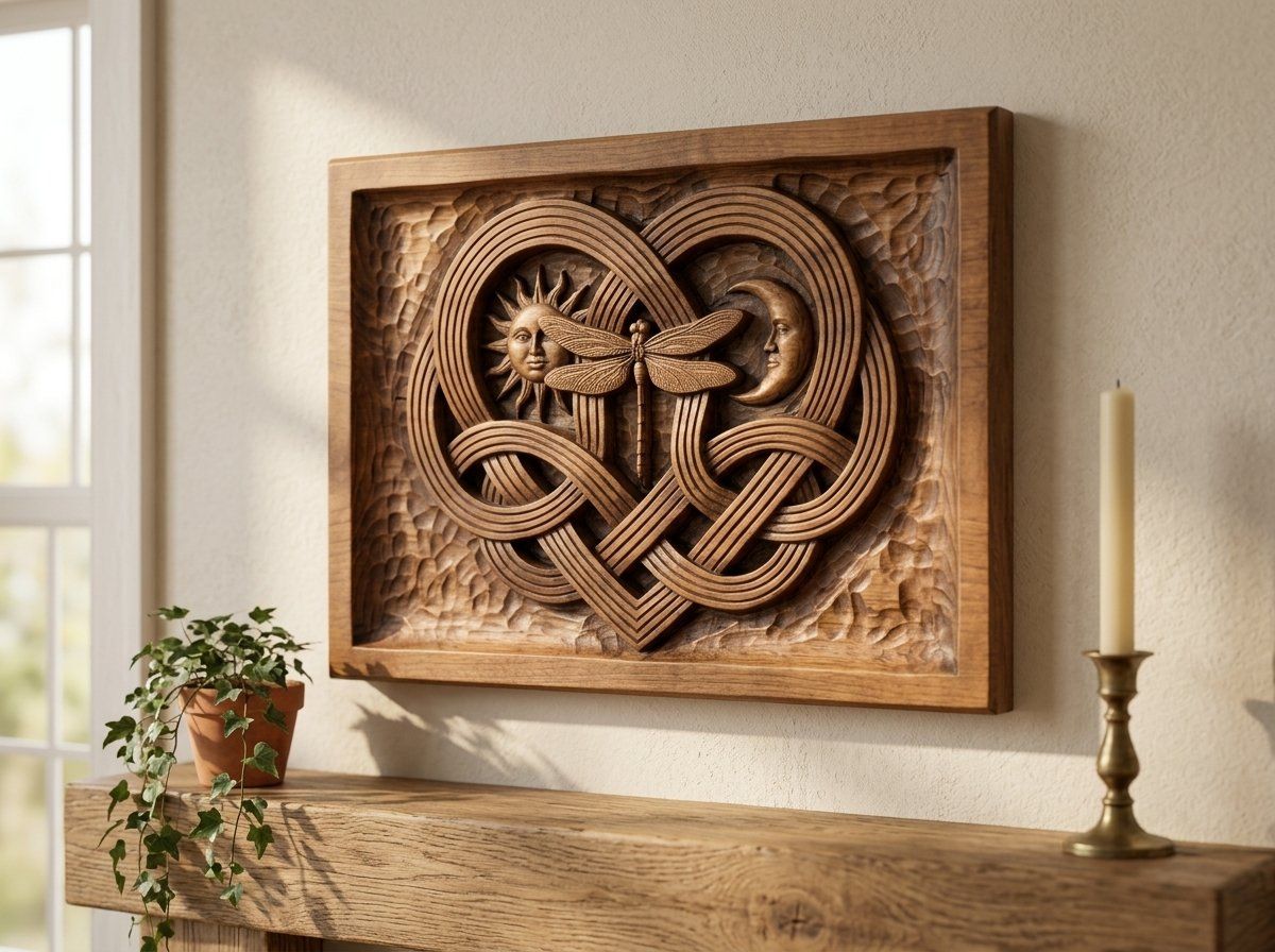 Celtic Music Heart Dragonfly Sun Moon CNC Relief STL bas-relief STL — view 13
