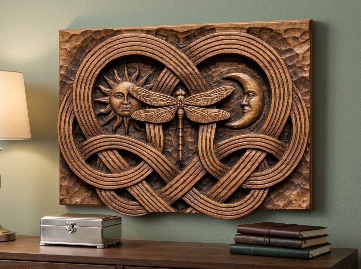 Celtic Music Heart Dragonfly Sun Moon CNC Relief STL bas-relief STL — view 14