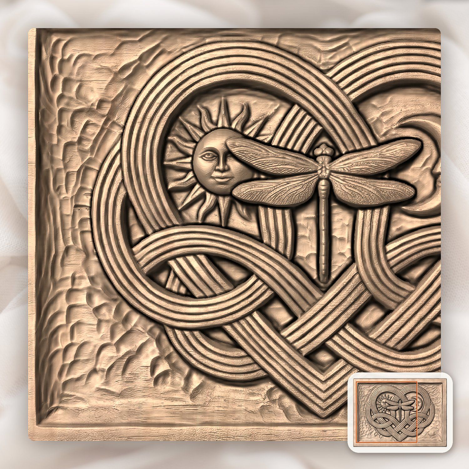 Celtic Music Heart Dragonfly Sun Moon CNC Relief STL bas-relief STL — view 7