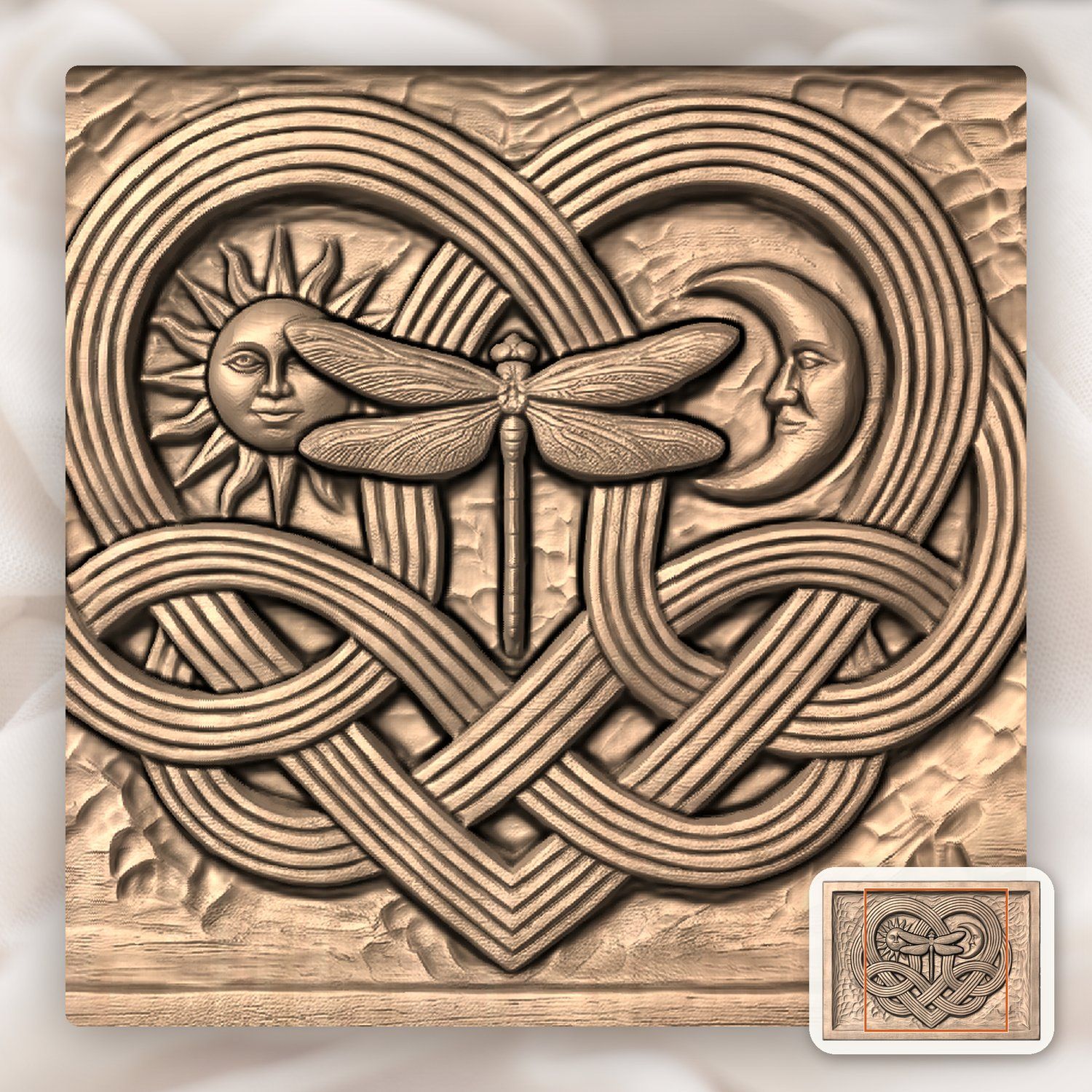Celtic Music Heart Dragonfly Sun Moon CNC Relief STL bas-relief STL — view 8