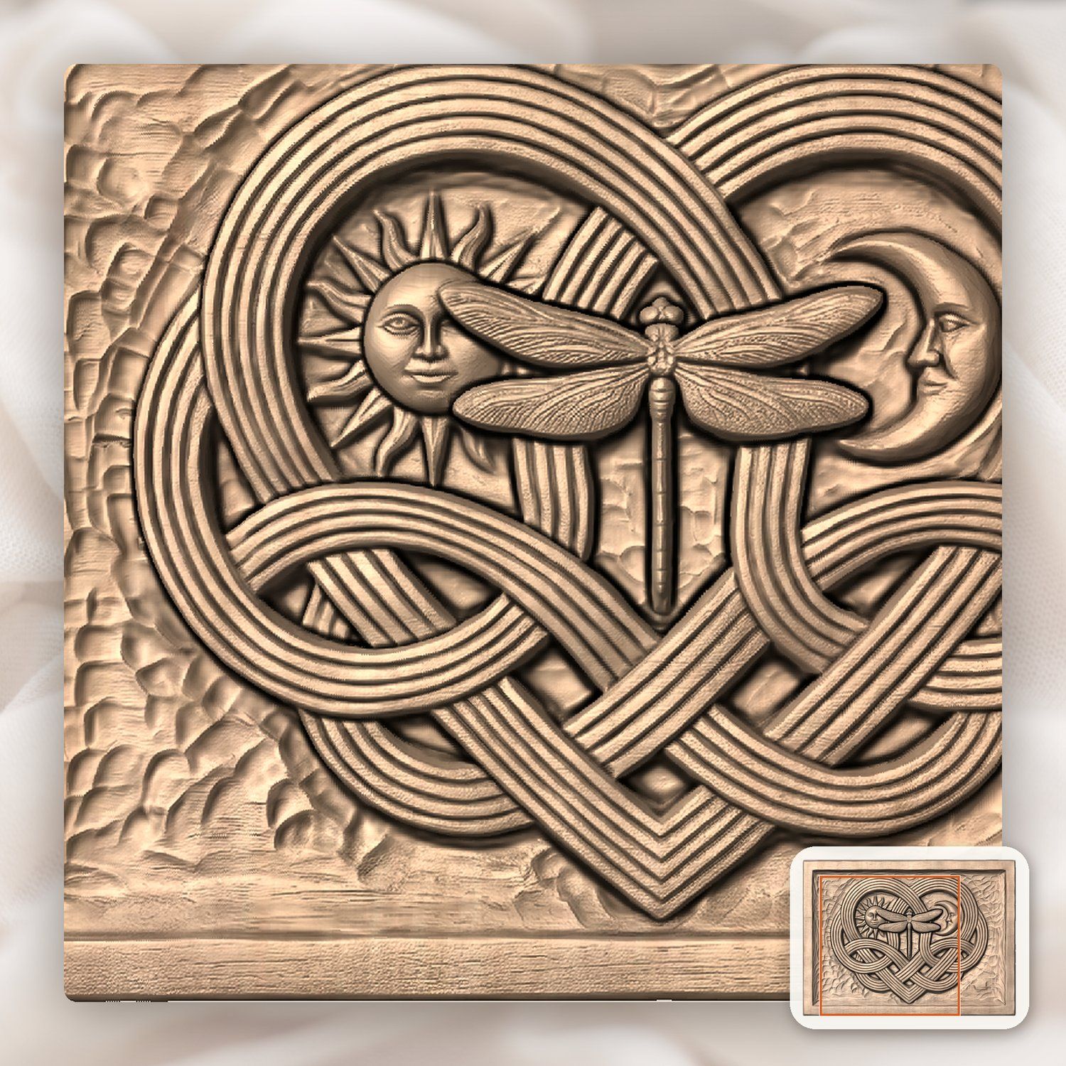 Celtic Music Heart Dragonfly Sun Moon CNC Relief STL bas-relief STL — view 9
