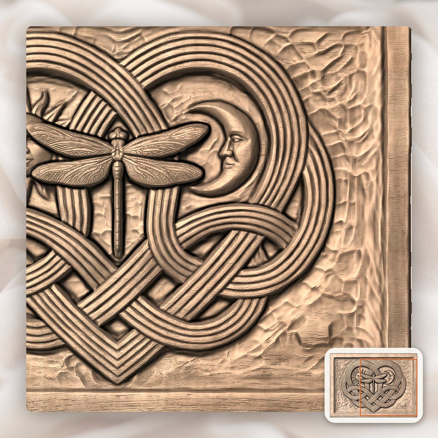 Celtic Music Heart Dragonfly Sun Moon CNC Relief STL bas-relief STL — view 10