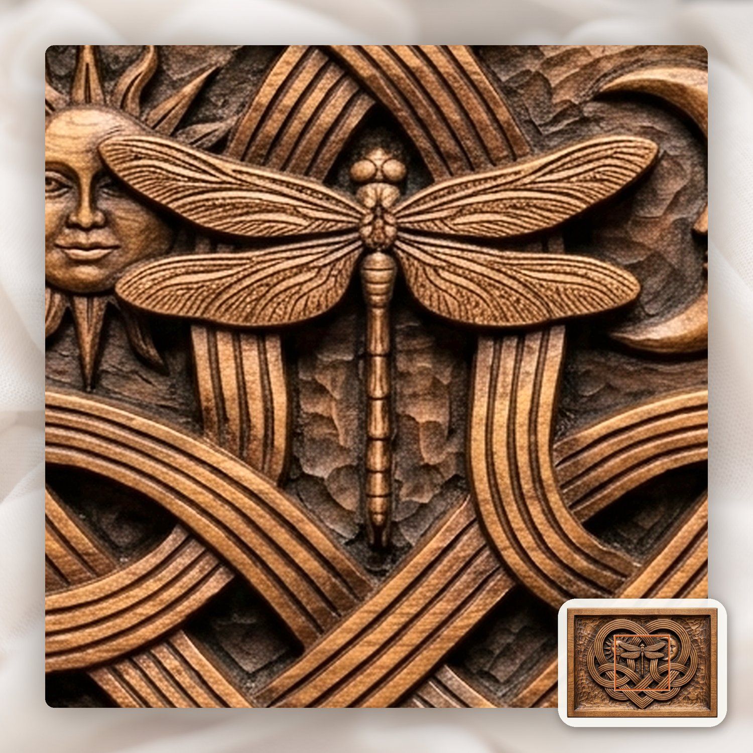 Celtic Music Heart Dragonfly Sun Moon CNC Relief STL bas-relief STL — view 11