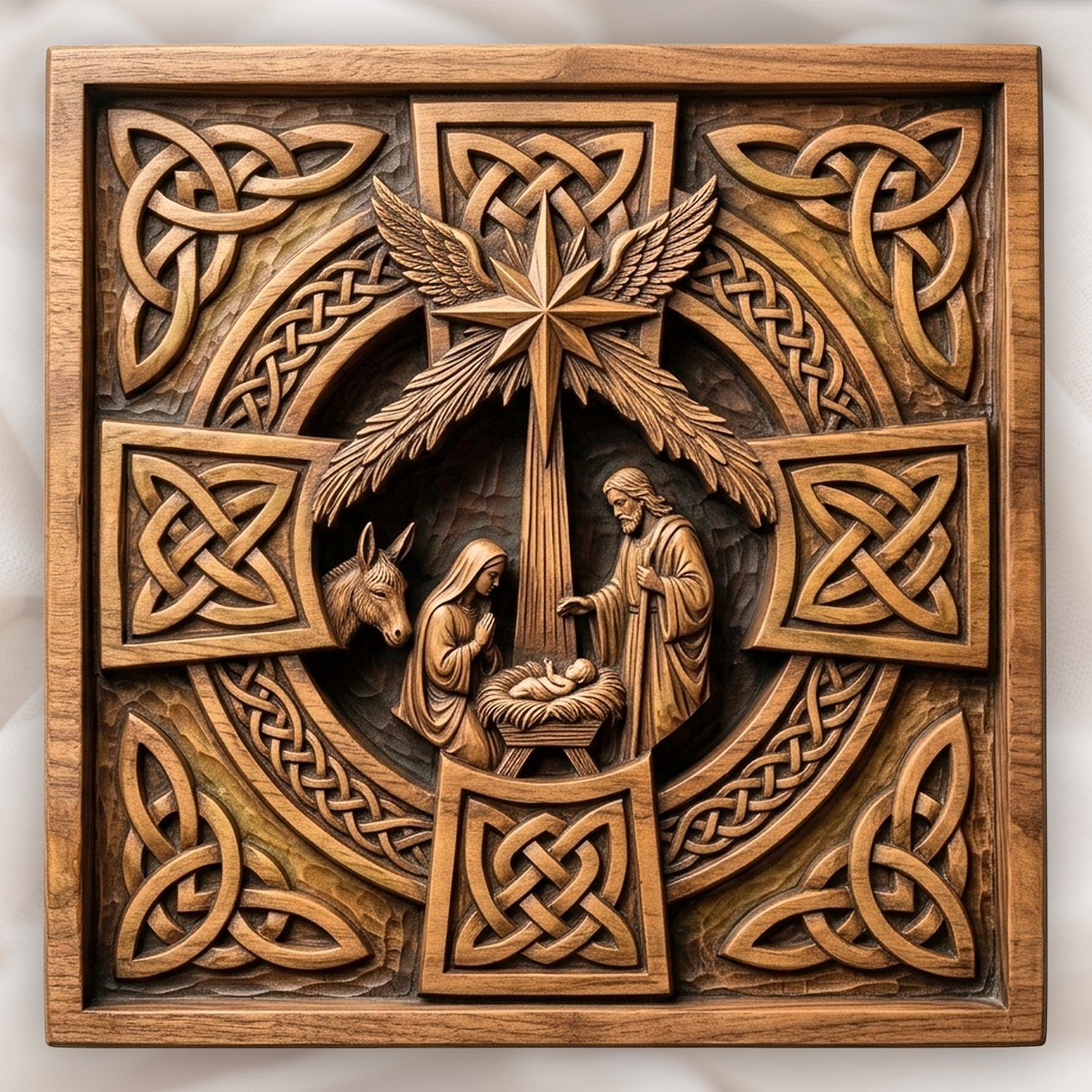 Celtic Nativity Scene Christian Christmas CNC Relief STL bas-relief STL design
