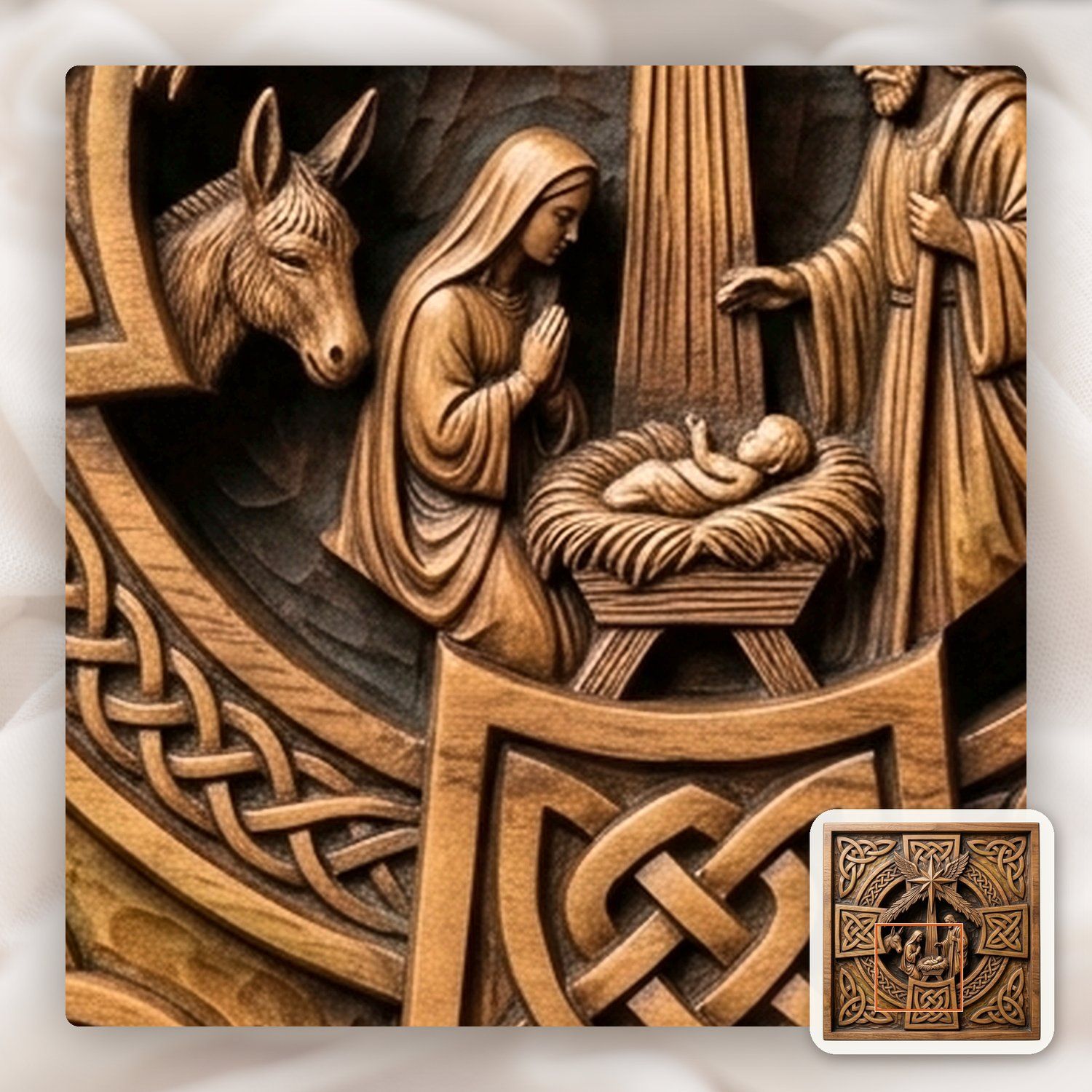 Celtic Nativity Scene Christian Christmas CNC Relief STL bas-relief STL — view 12