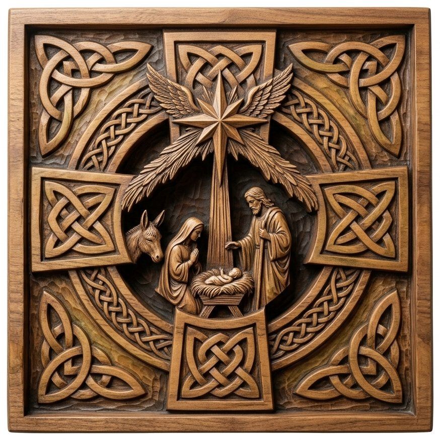 Celtic Nativity Scene Christian Christmas CNC Relief STL bas-relief STL — view 14