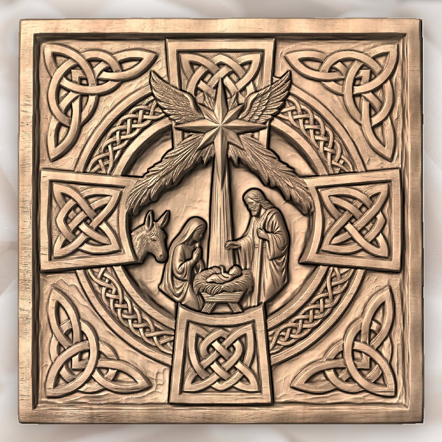 Celtic Nativity Scene Christian Christmas CNC Relief STL bas-relief STL — view 4
