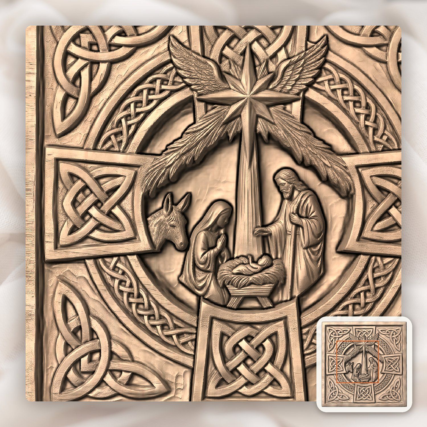 Celtic Nativity Scene Christian Christmas CNC Relief STL bas-relief STL — view 6