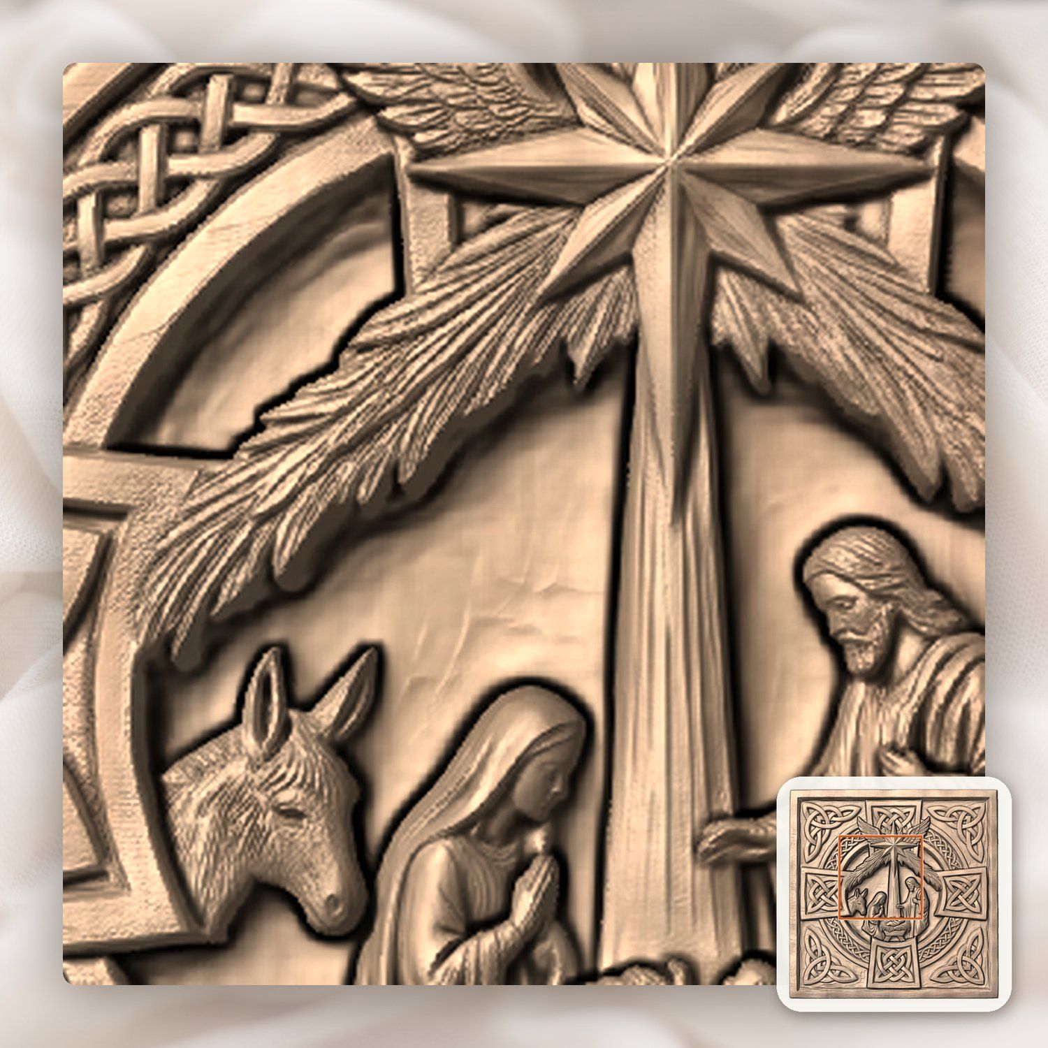 Celtic Nativity Scene Christian Christmas CNC Relief STL bas-relief STL — view 7