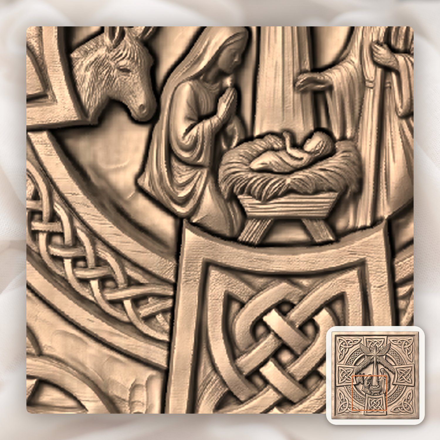 Celtic Nativity Scene Christian Christmas CNC Relief STL bas-relief STL — view 8