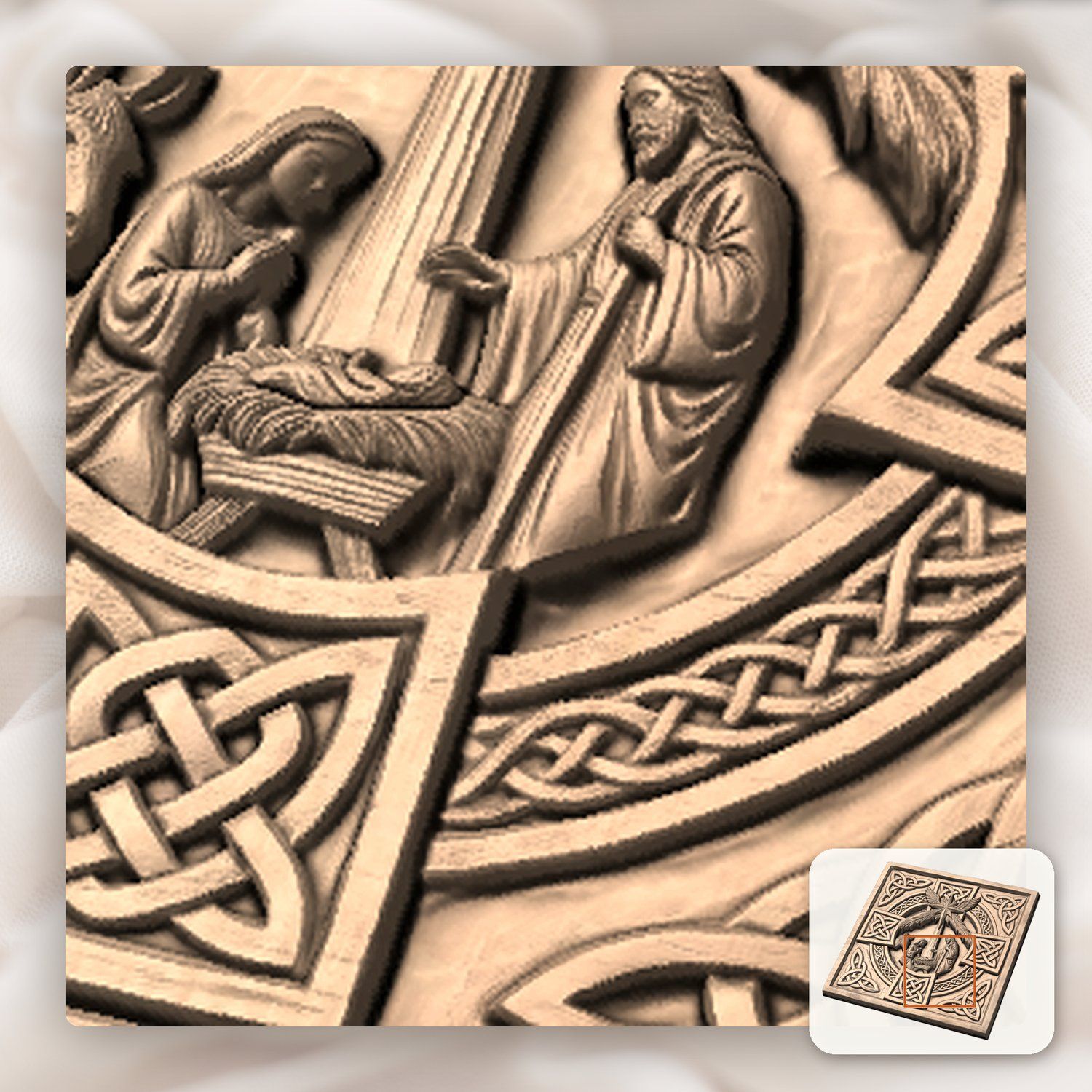 Celtic Nativity Scene Christian Christmas CNC Relief STL bas-relief STL — view 9