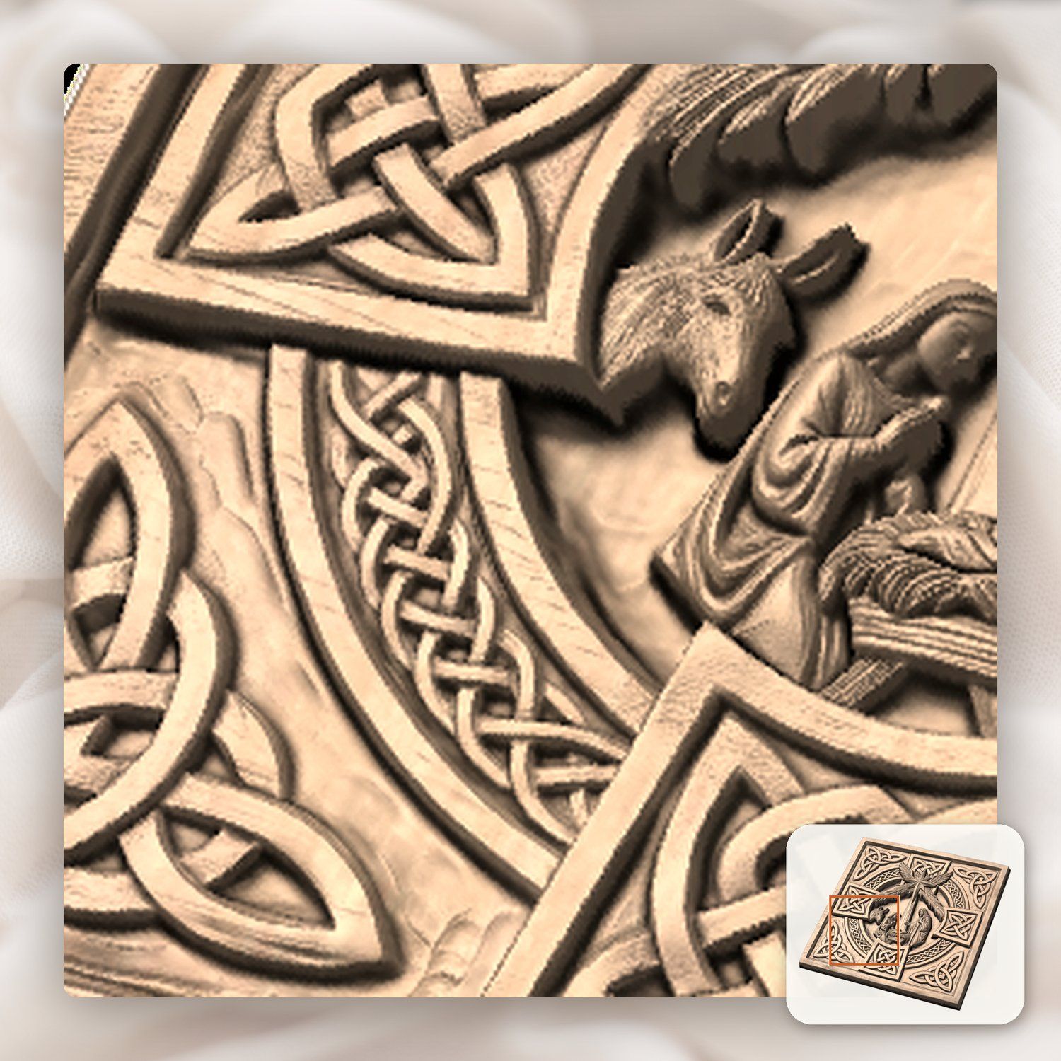 Celtic Nativity Scene Christian Christmas CNC Relief STL bas-relief STL — view 10