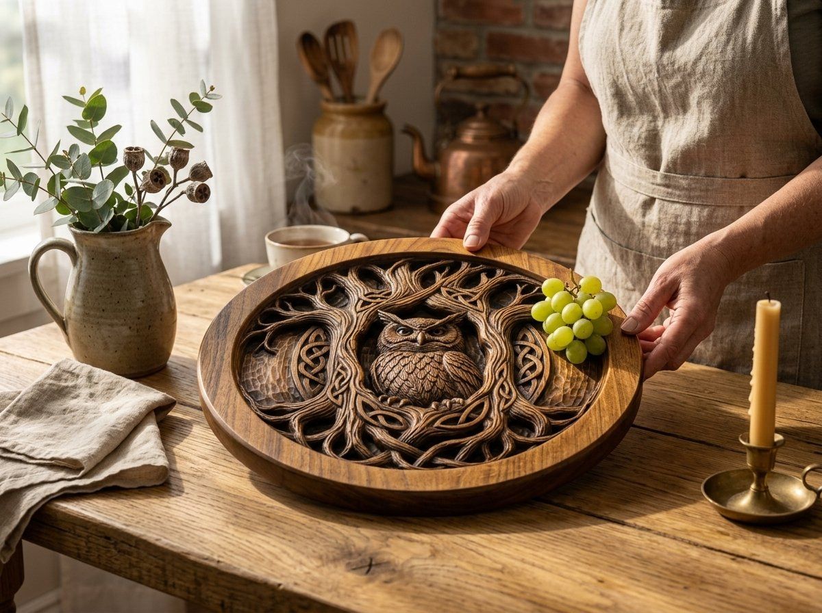 Celtic Owl Tree Hollow Serving Platter CNC Relief STL bas-relief STL — view 13
