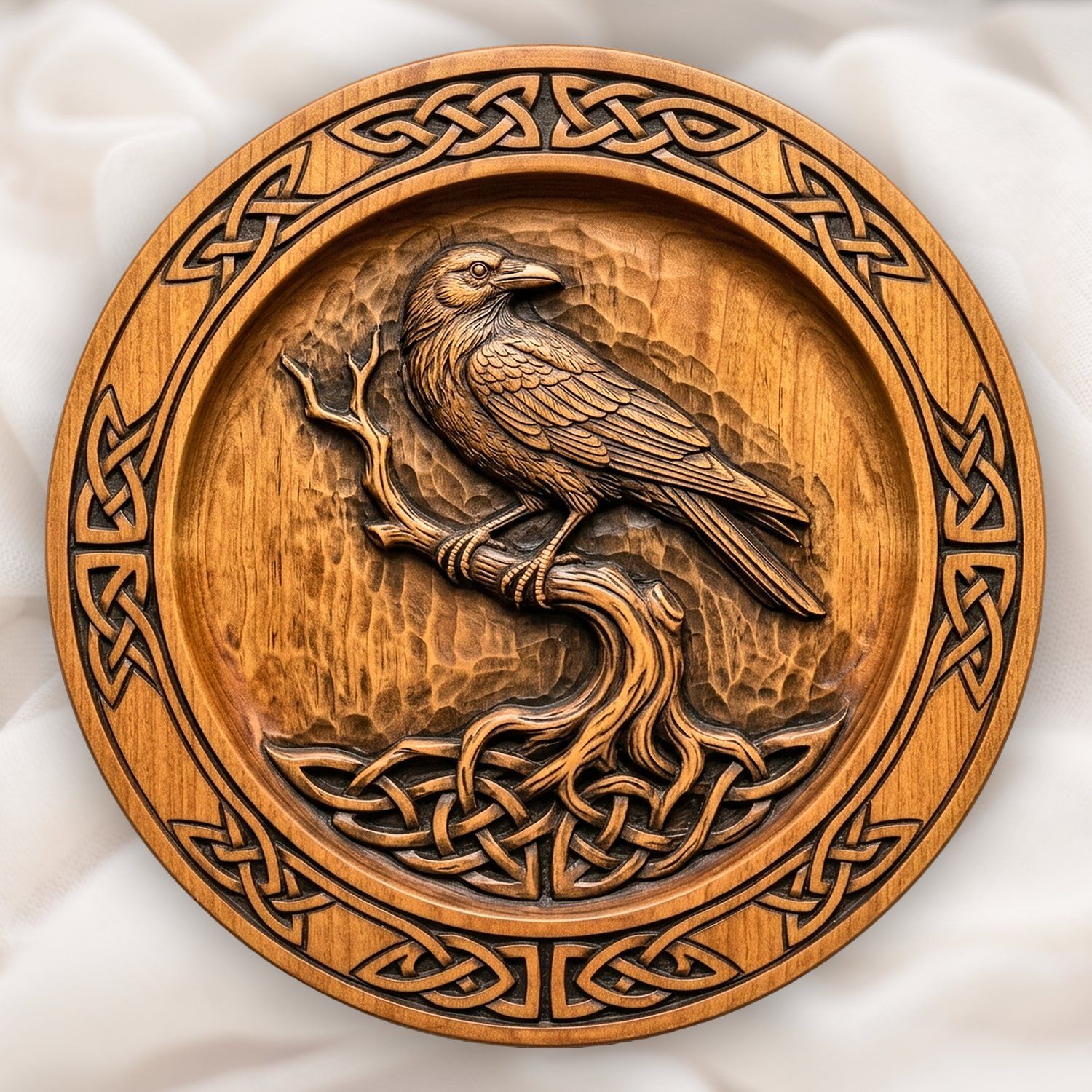 Celtic Raven Serving Platter CNC Relief STL bas-relief STL design