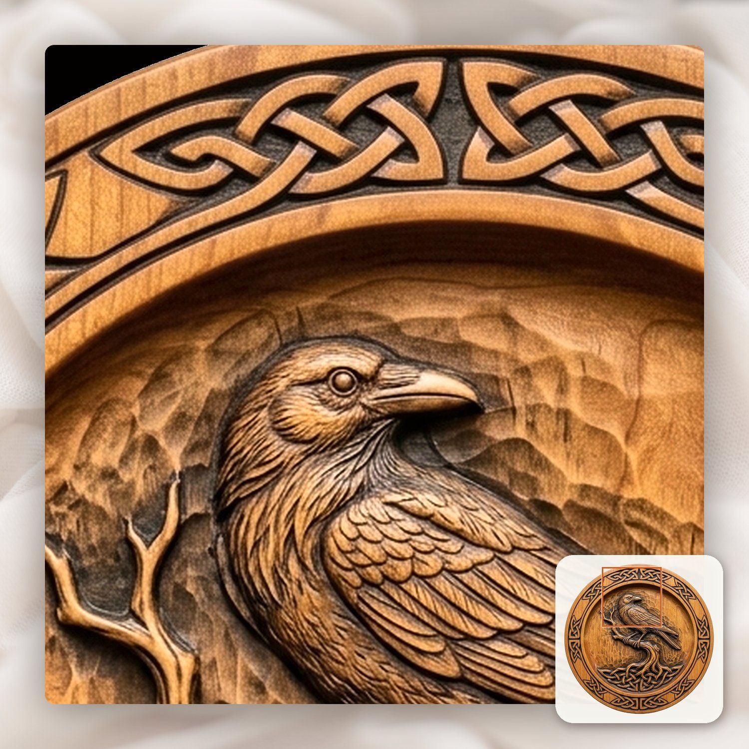 Celtic Raven Serving Platter CNC Relief STL bas-relief STL — view 10