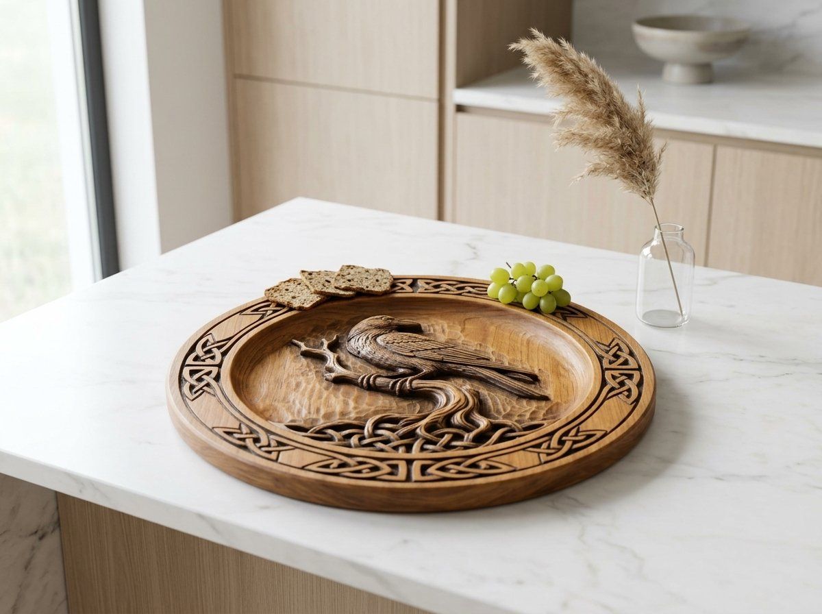 Celtic Raven Serving Platter CNC Relief STL bas-relief STL — view 14