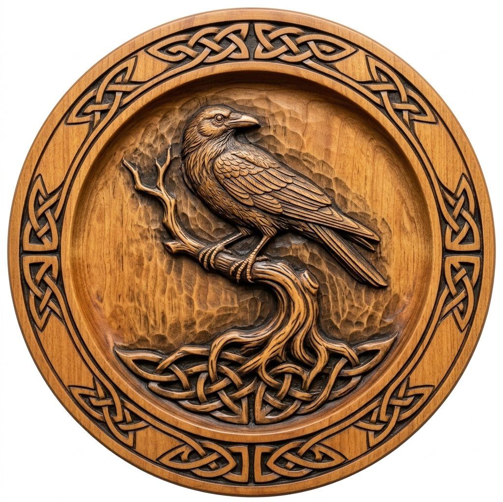 Celtic Raven Serving Platter CNC Relief STL bas-relief STL — view 2