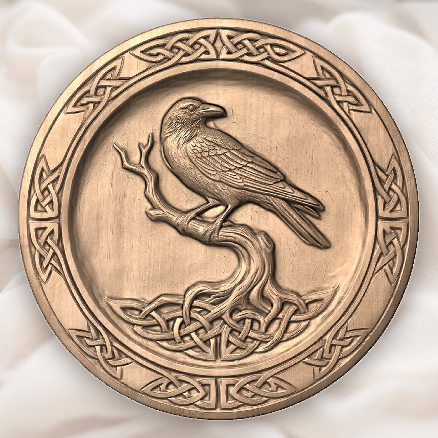 Celtic Raven Serving Platter CNC Relief STL bas-relief STL — view 3