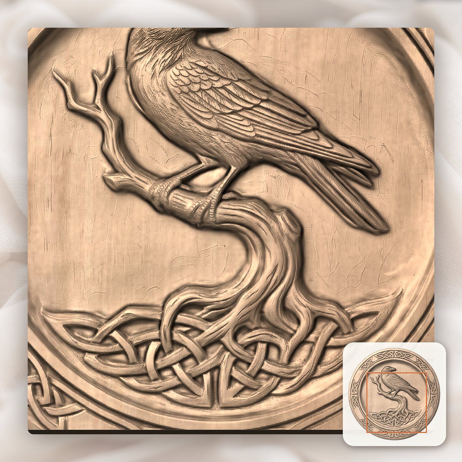 Celtic Raven Serving Platter CNC Relief STL bas-relief STL — view 5