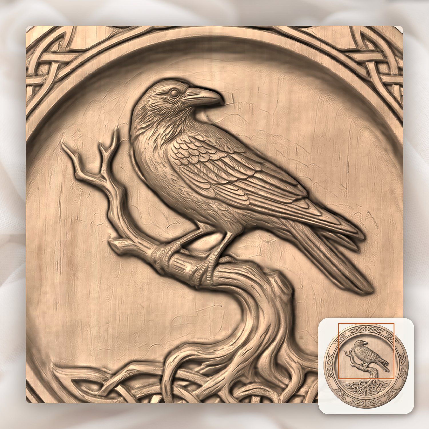 Celtic Raven Serving Platter CNC Relief STL bas-relief STL — view 6