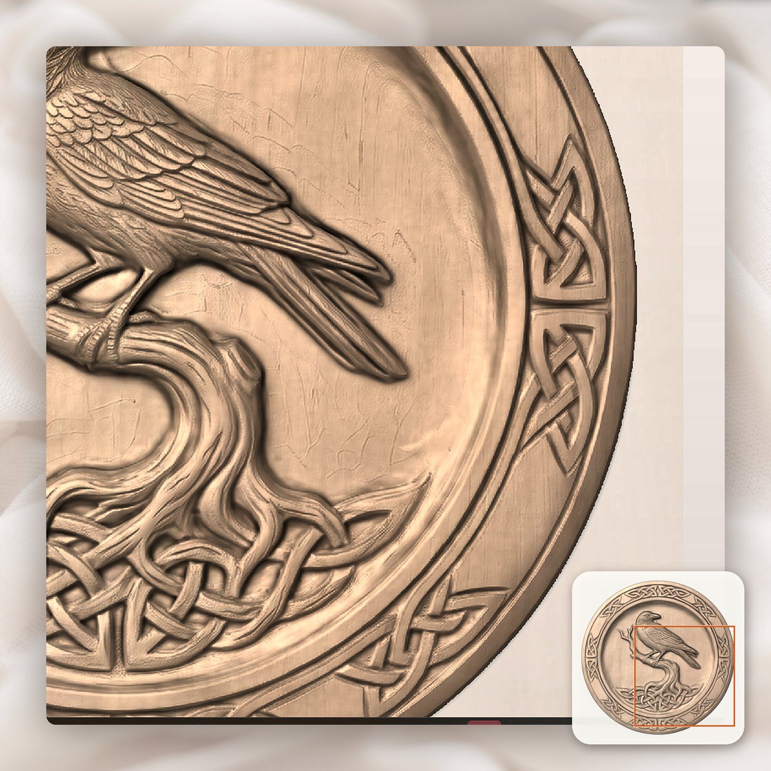 Celtic Raven Serving Platter CNC Relief STL bas-relief STL — view 7