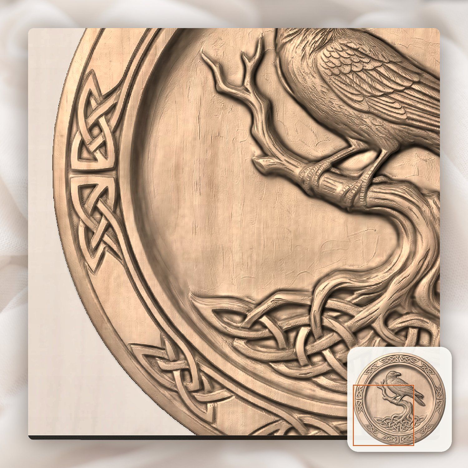 Celtic Raven Serving Platter CNC Relief STL bas-relief STL — view 8