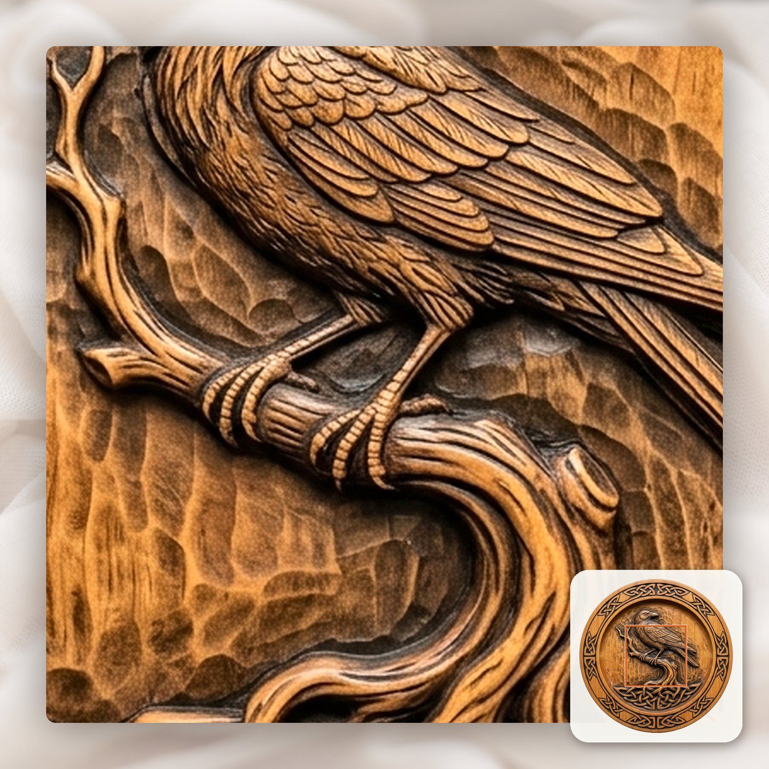 Celtic Raven Serving Platter CNC Relief STL bas-relief STL — view 9