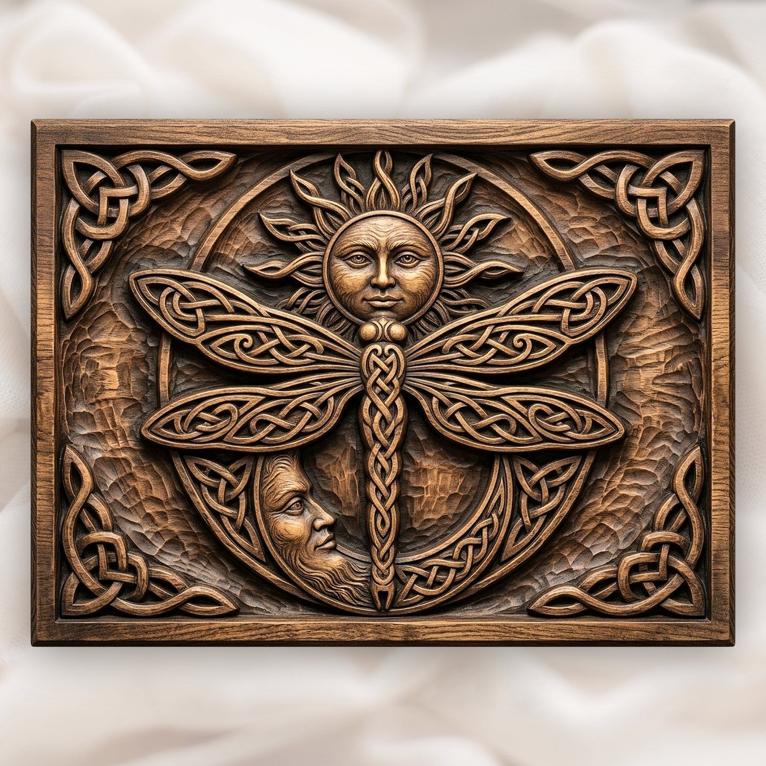 Celtic Sun Moon Dragonfly CNC Relief STL bas-relief STL design