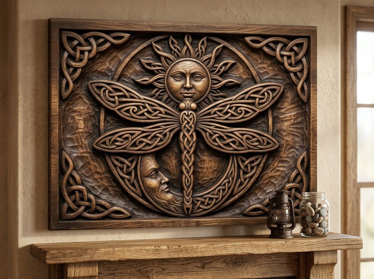 Celtic Sun Moon Dragonfly CNC Relief STL bas-relief STL — view 13