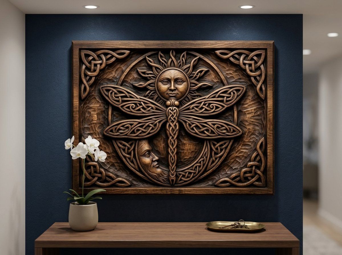 Celtic Sun Moon Dragonfly CNC Relief STL bas-relief STL — view 14
