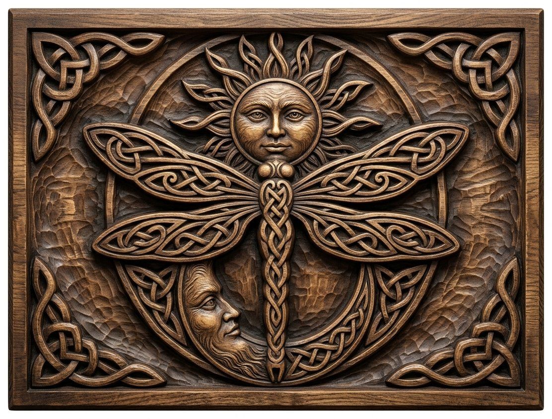 Celtic Sun Moon Dragonfly CNC Relief STL bas-relief STL — view 4