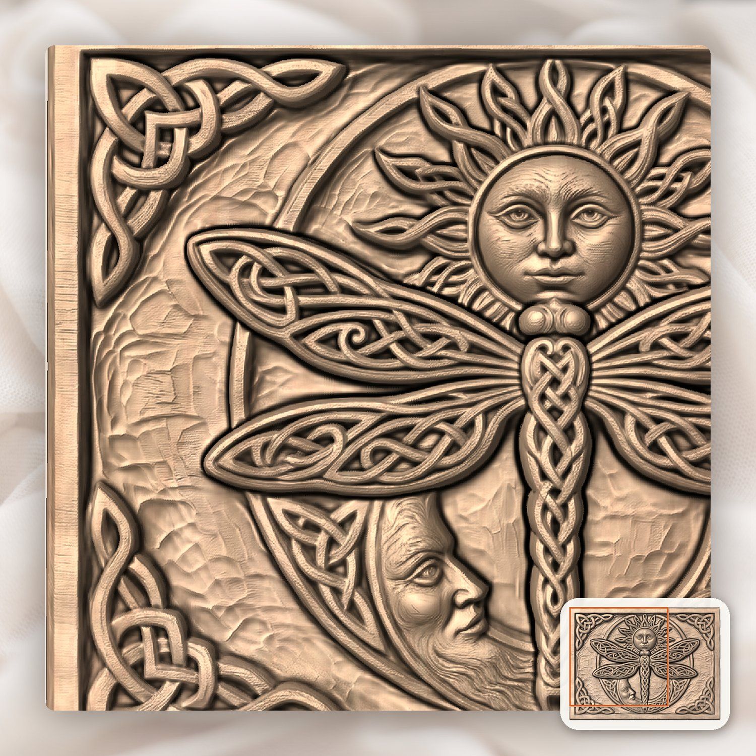 Celtic Sun Moon Dragonfly CNC Relief STL bas-relief STL — view 8