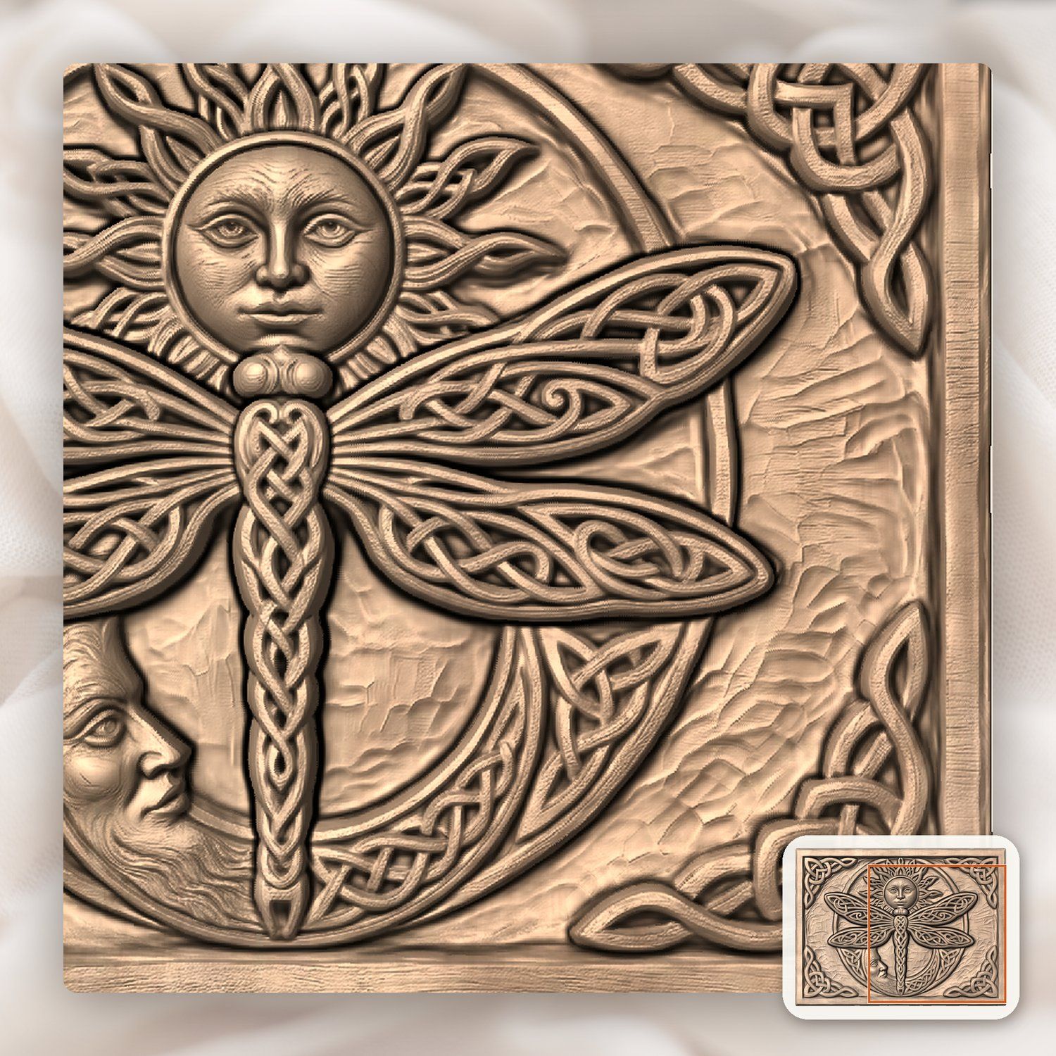 Celtic Sun Moon Dragonfly CNC Relief STL bas-relief STL — view 9