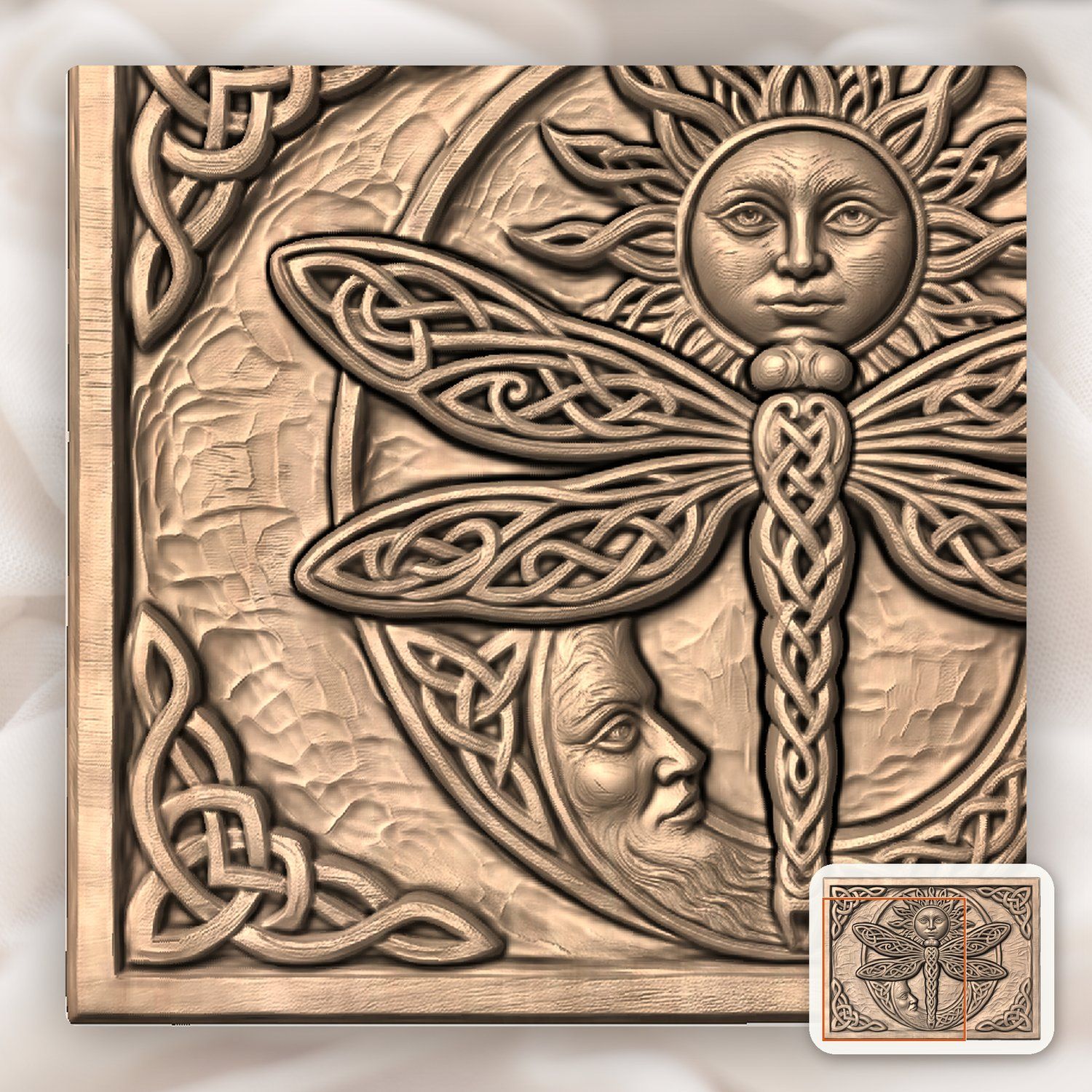 Celtic Sun Moon Dragonfly CNC Relief STL bas-relief STL — view 10