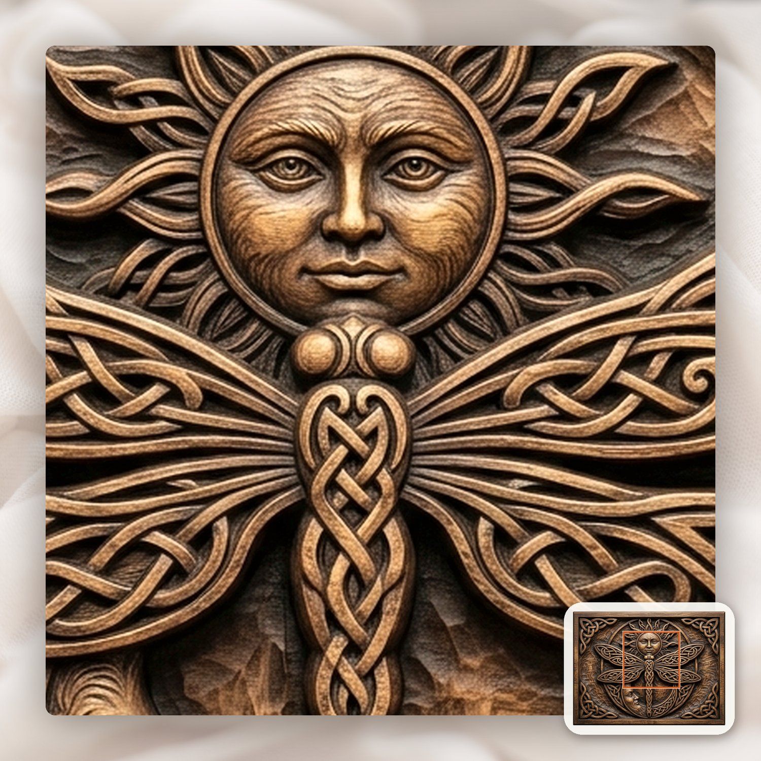Celtic Sun Moon Dragonfly CNC Relief STL bas-relief STL — view 11
