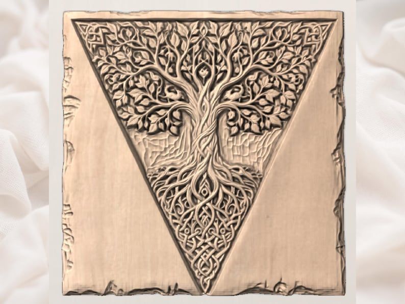 Celtic Tree of Life Triangular Knotwork Bas-Relief STL bas-relief STL — view 3