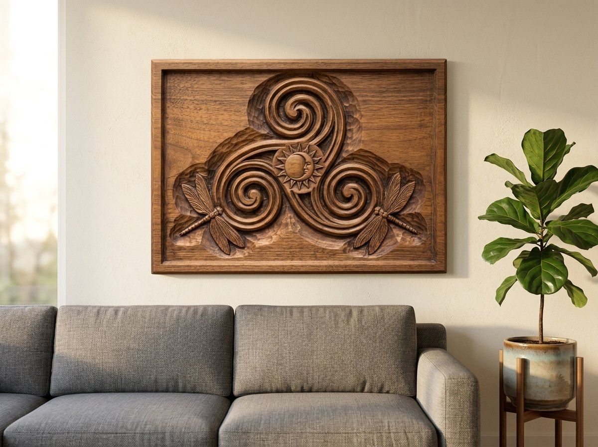 Celtic Triskele Sun Moon CNC Relief STL bas-relief STL — view 13