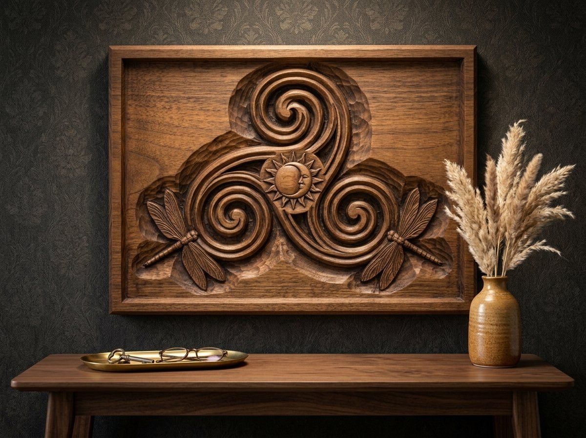 Celtic Triskele Sun Moon CNC Relief STL bas-relief STL — view 14