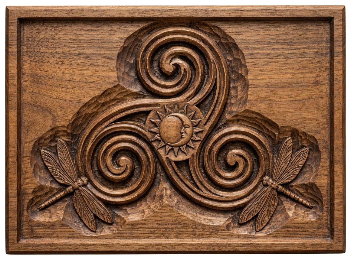 Celtic Triskele Sun Moon CNC Relief STL bas-relief STL — view 4