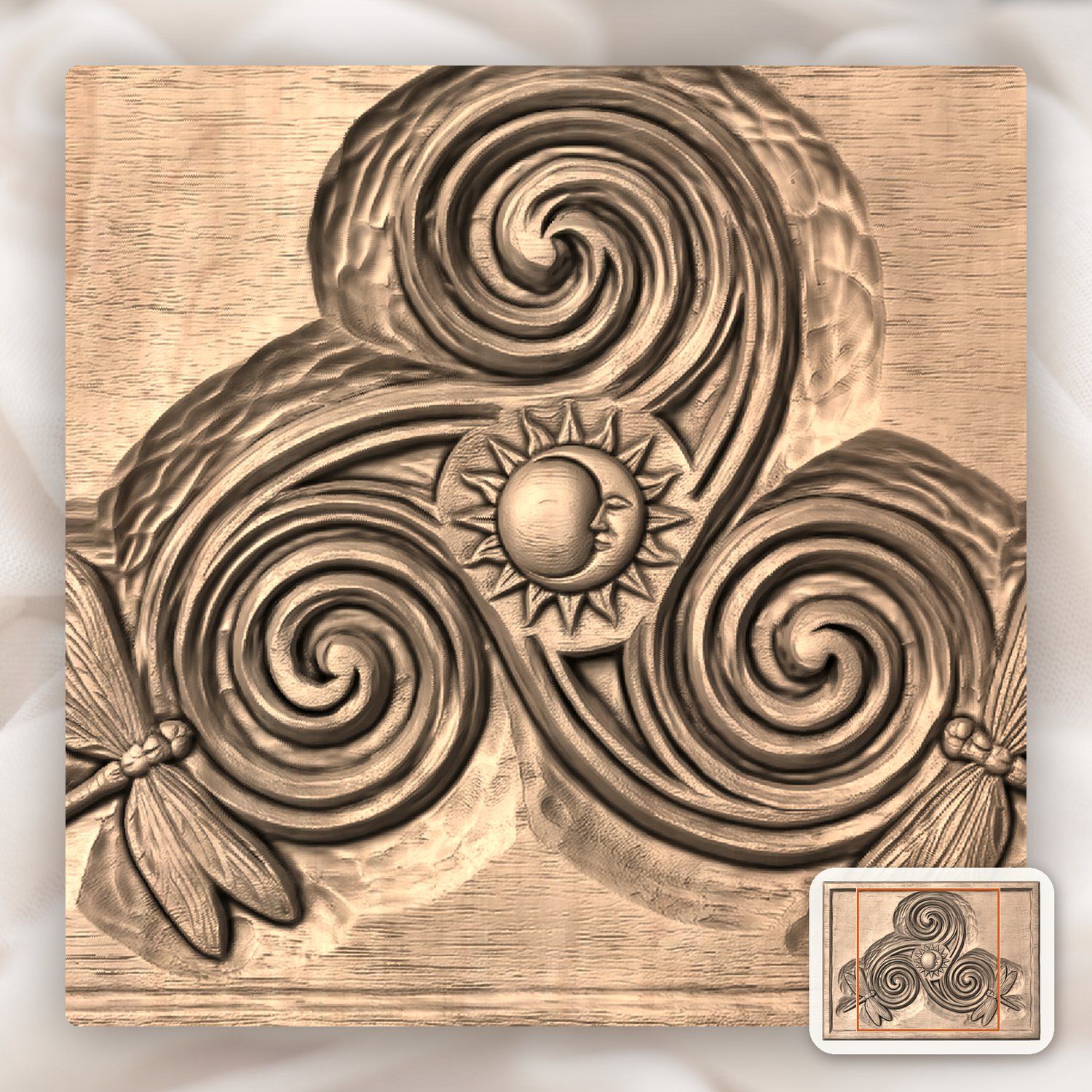 Celtic Triskele Sun Moon CNC Relief STL bas-relief STL — view 7