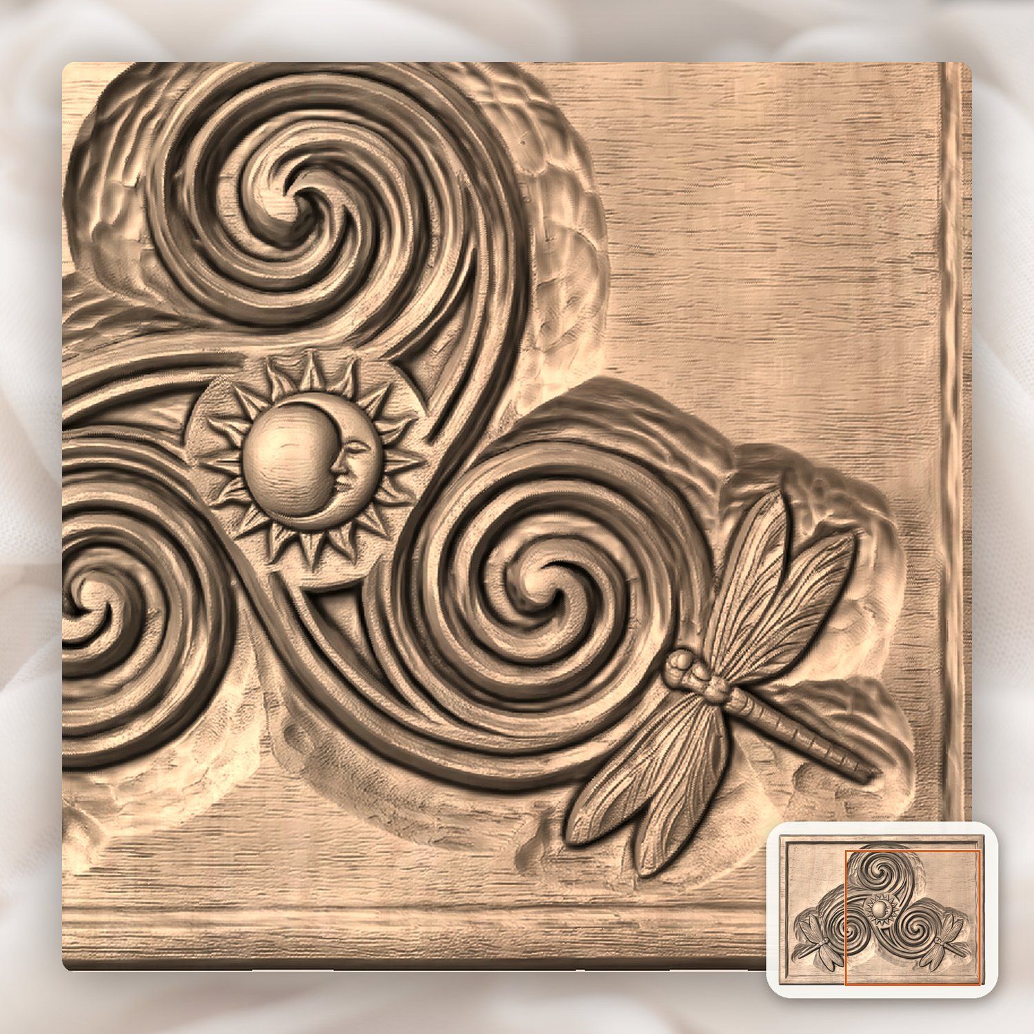 Celtic Triskele Sun Moon CNC Relief STL bas-relief STL — view 9