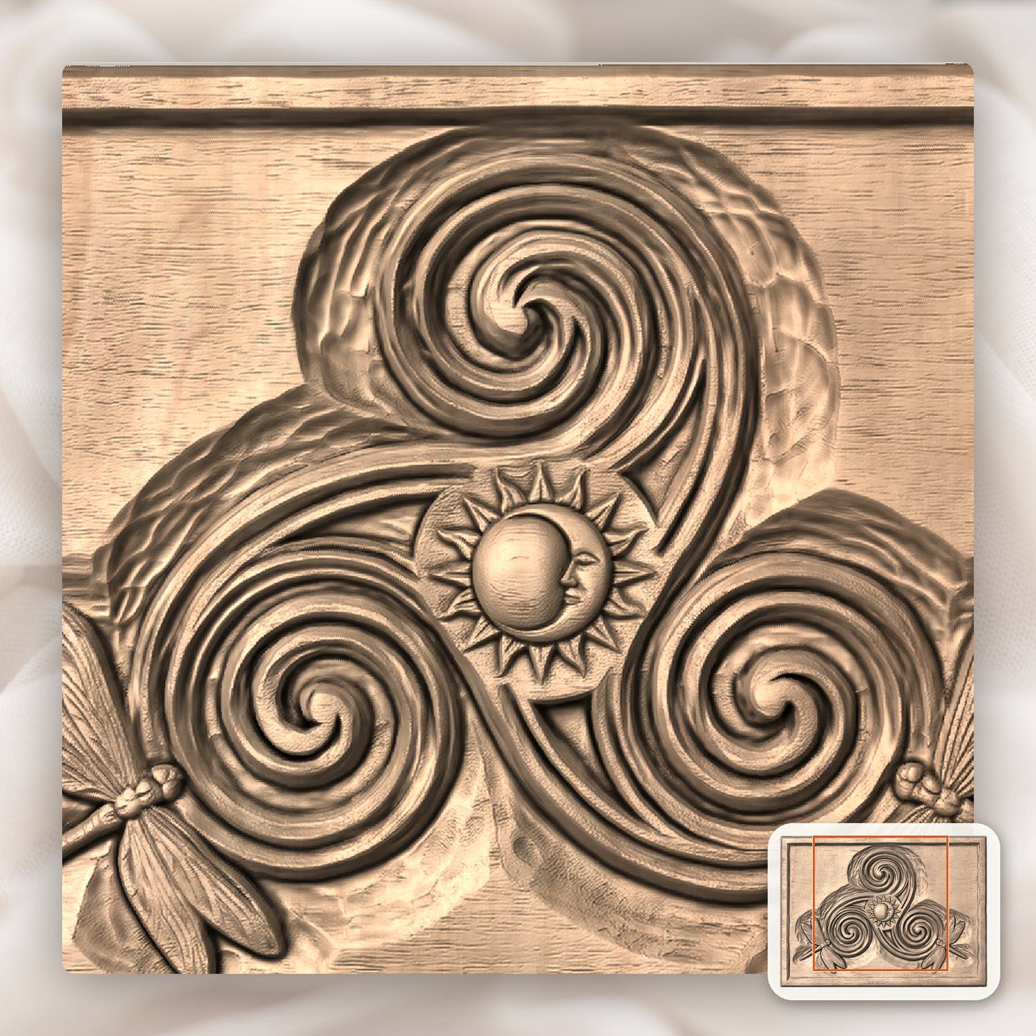 Celtic Triskele Sun Moon CNC Relief STL bas-relief STL — view 10