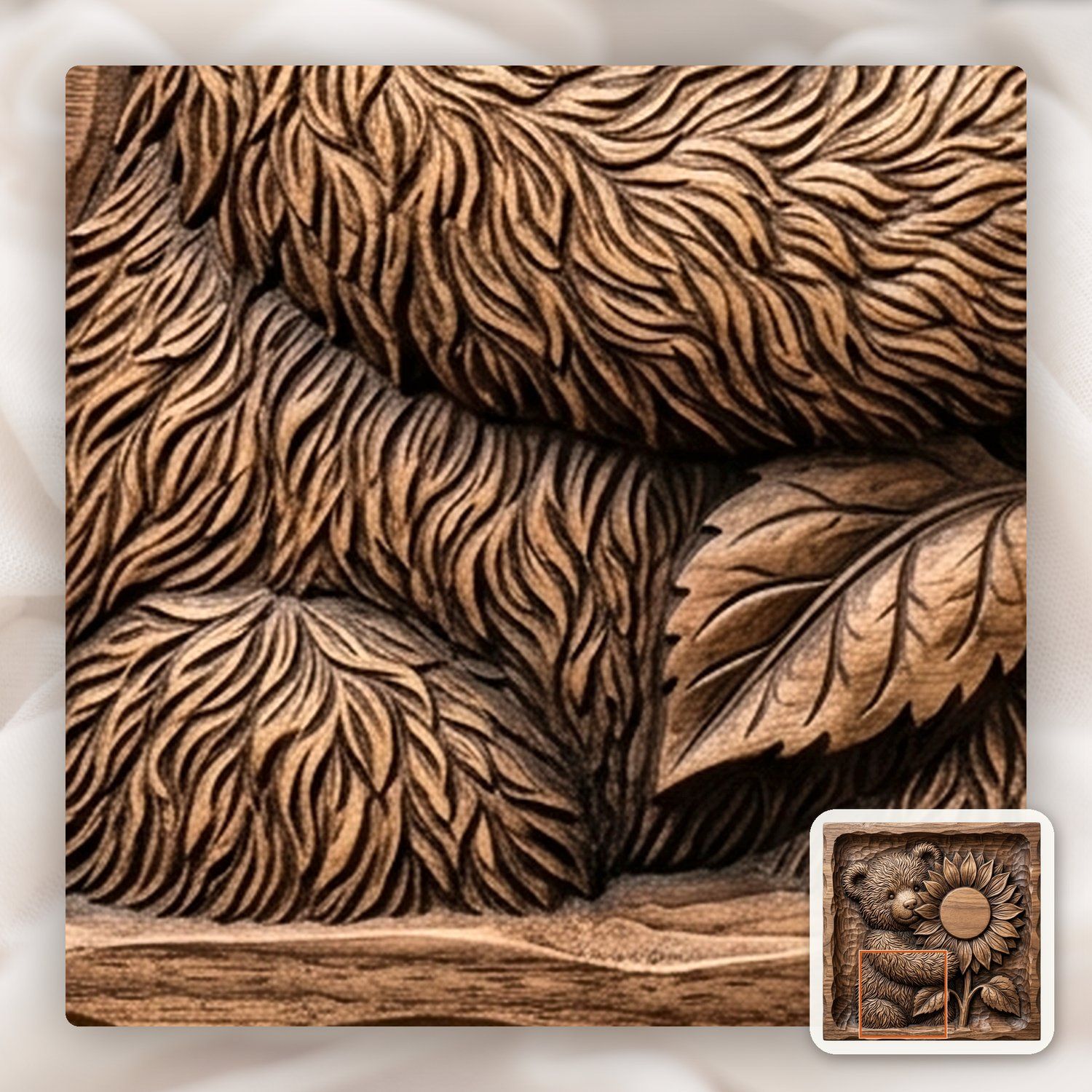 Charming Teddy Bear Sunflower CNC Relief STL bas-relief STL — view 13