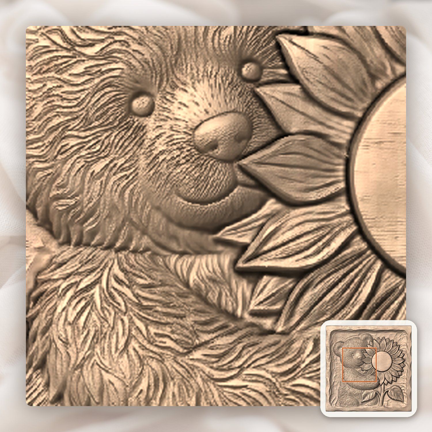 Charming Teddy Bear Sunflower CNC Relief STL bas-relief STL — view 7