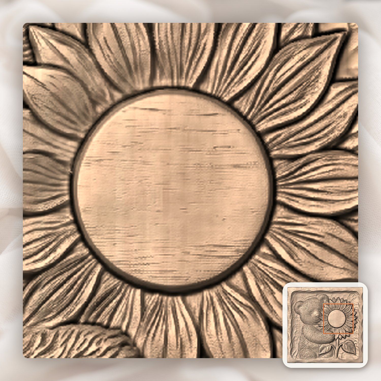 Charming Teddy Bear Sunflower CNC Relief STL bas-relief STL — view 8