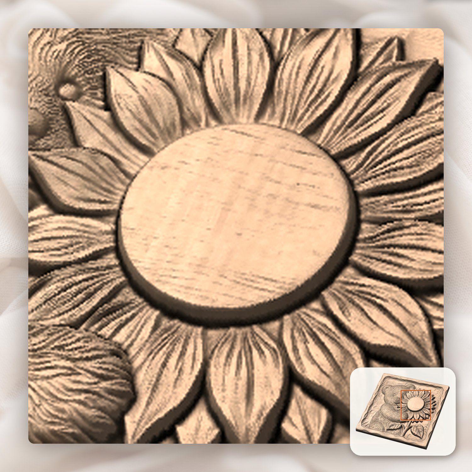 Charming Teddy Bear Sunflower CNC Relief STL bas-relief STL — view 9