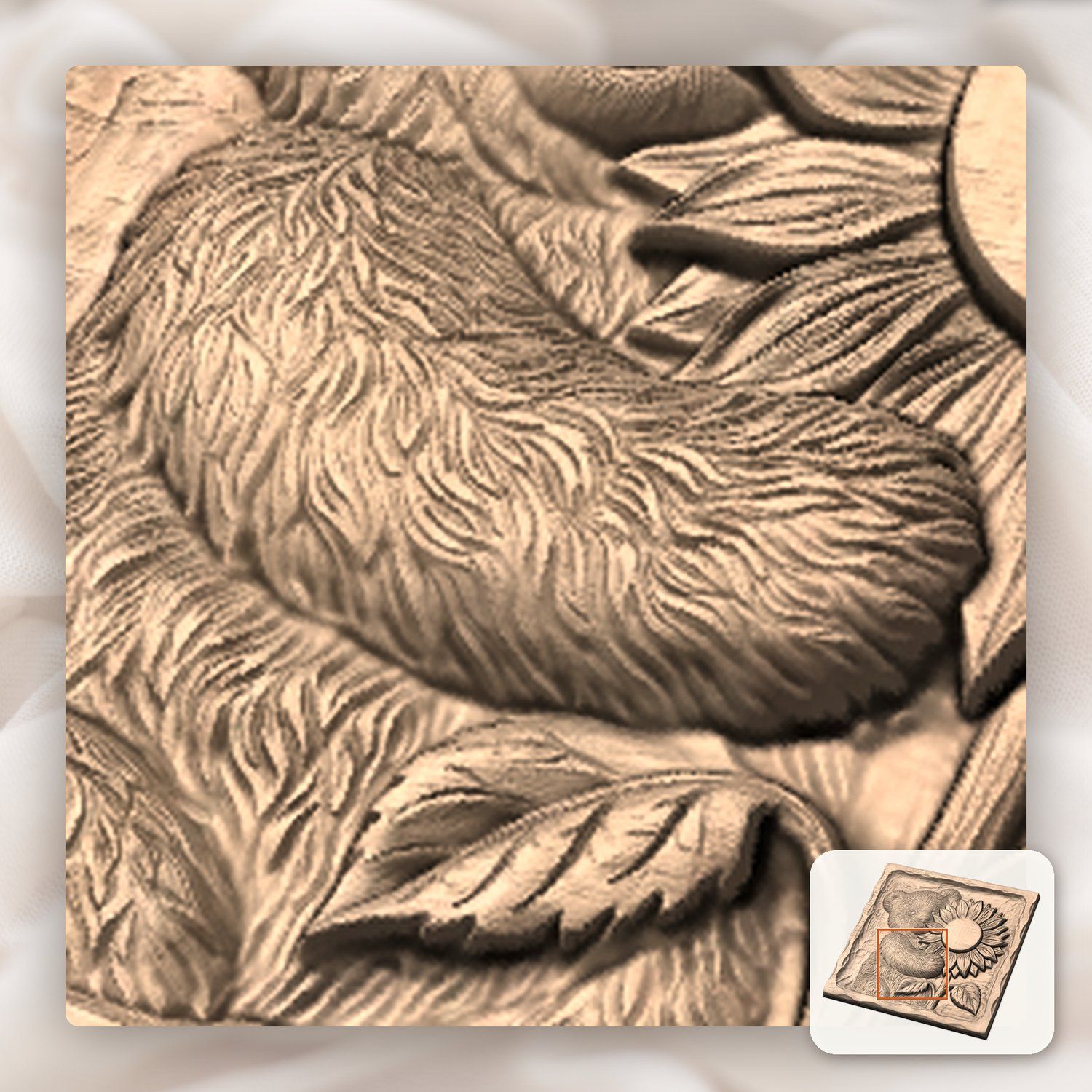 Charming Teddy Bear Sunflower CNC Relief STL bas-relief STL — view 10